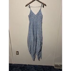 Blu Pepper Women's Size Small Blue White Hi Low Hem Cottagecore Maxi Dress